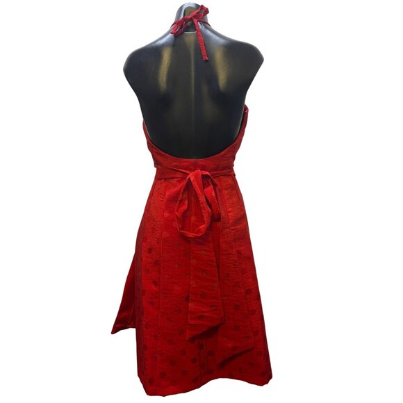 NWT Victoria Pappas Red Polka Dot Halter Dress 8 - Picture 2 of 6